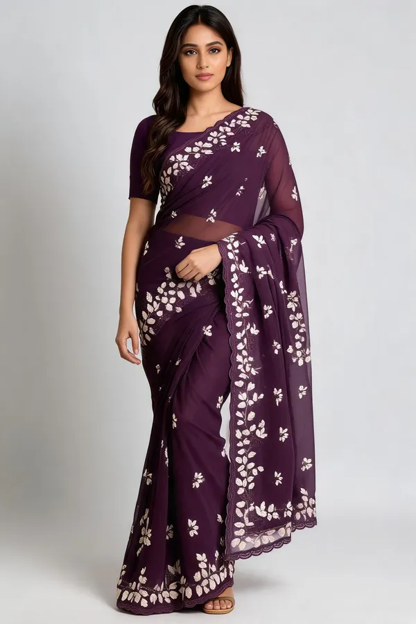 Purple_Embroidered_Saree_For_Women
