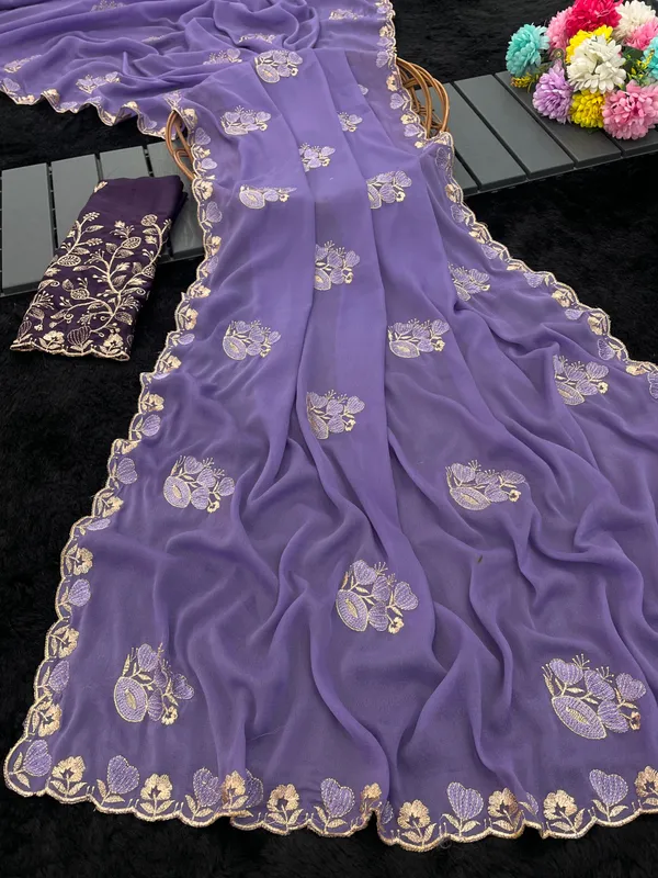 Purple_Embroidered_Saree_For_Women