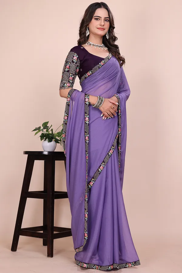 Purple_Floral_Border_Saree_For_Women