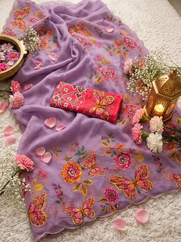 Lavender_Organza_Floral_Embroidered_Saree_For_Women