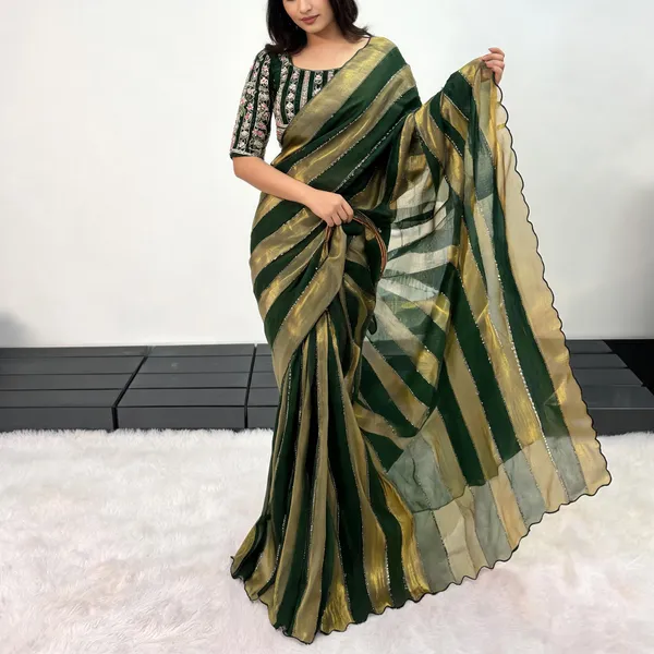 Green_Striped_Embellished_Saree_For_Women