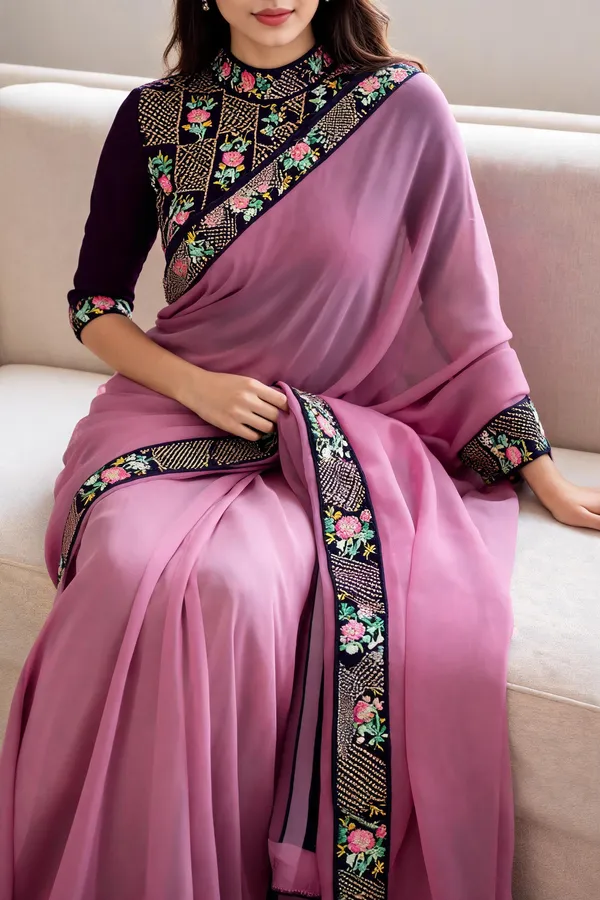Purple_Floral_Border_Saree_For_Women