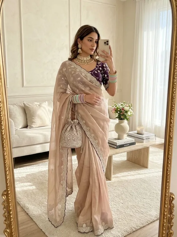 Beige_Georgette_Embroidered_Saree_For_Women