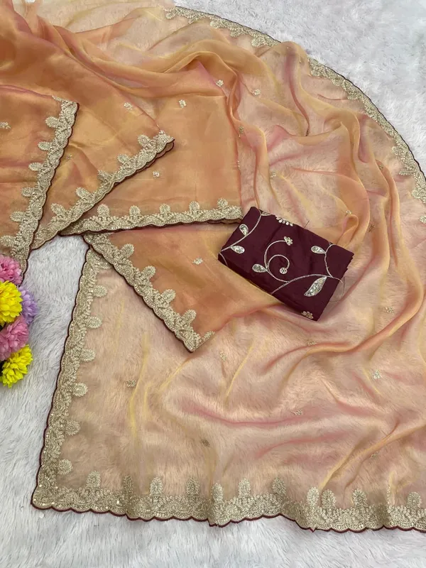 Peach_Embroidered_Saree_For_Women