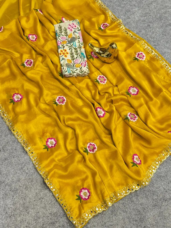 Mustard_Yellow_Embroidered_Saree_For_Women
