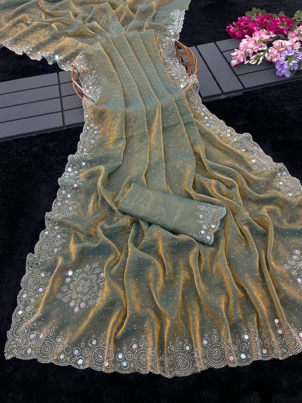 Olive_Sheer_Embellished_Saree_For_Women