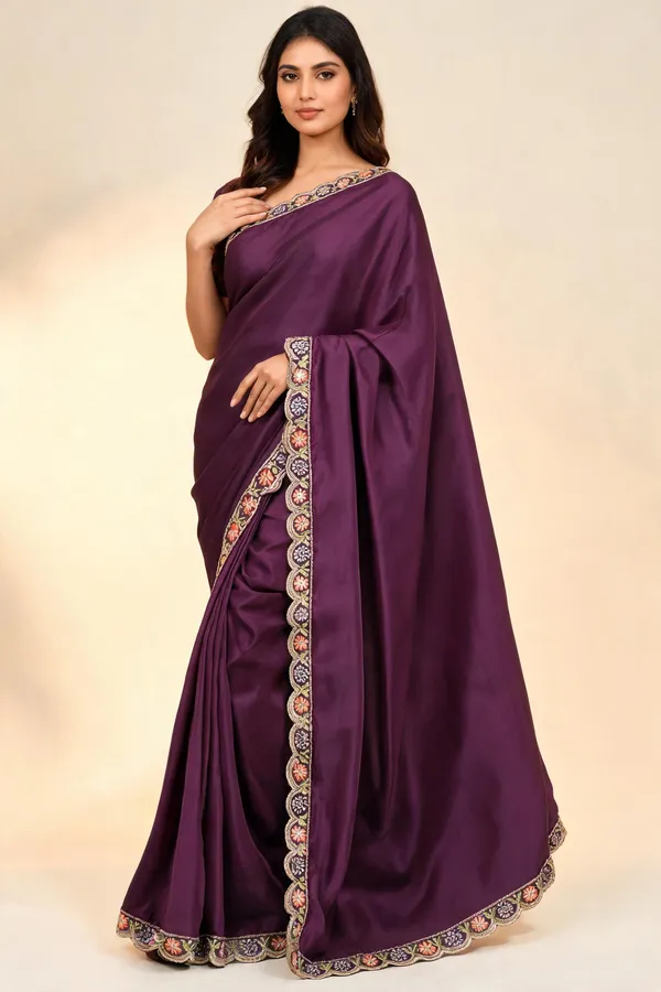 Purple_Satin_Embroidered_Saree_For_Women