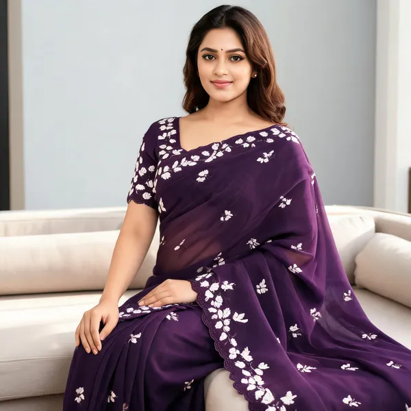 Purple_Georgette_Floral_Embroidered_Saree_For_Women