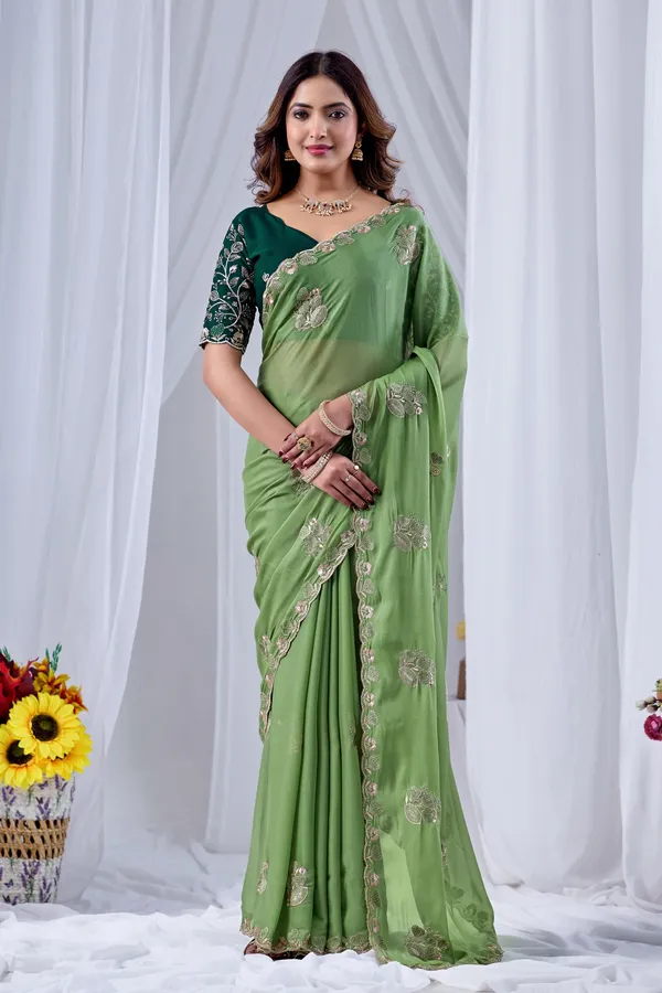 Green_Embroidered_Saree_For_Women