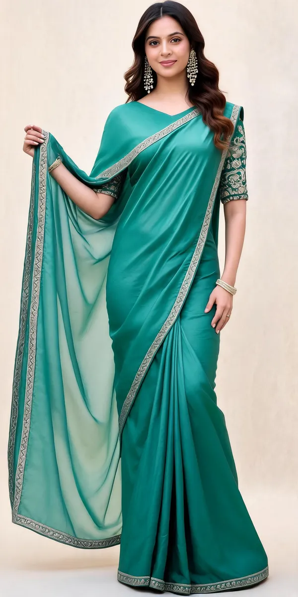 Teal_Embellished_Saree_For_Women