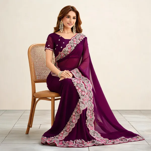 Purple_Embroidered_Saree_For_Women