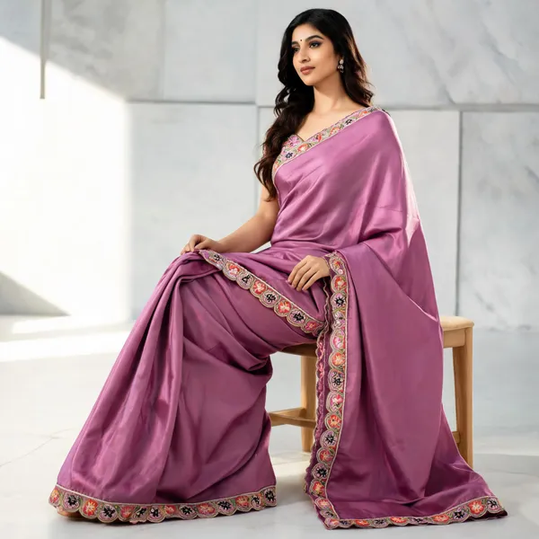 Mauve_Satin_Embroidered_Border_Saree_For_Women