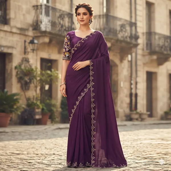 Purple_Embroidered_Saree_For_Women