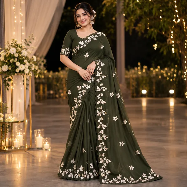 Green_Georgette_Floral_Embroidered_Saree_For_Women