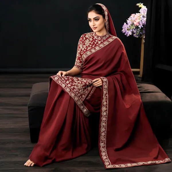 Maroon_Embellished_Saree_For_Women