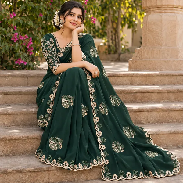 Green_Embroidered_Saree_For_Women