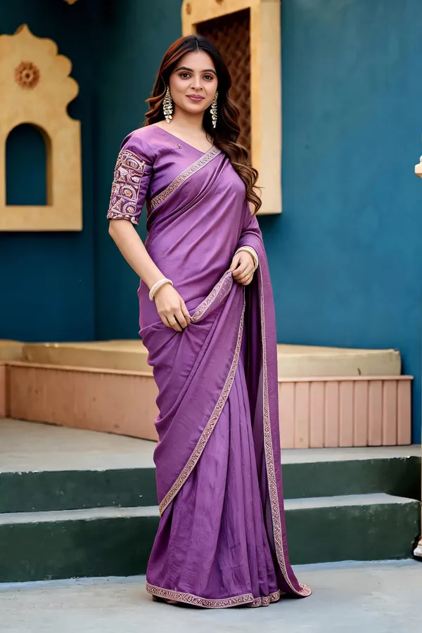 Purple_Embellished_Border_Saree_For_Women