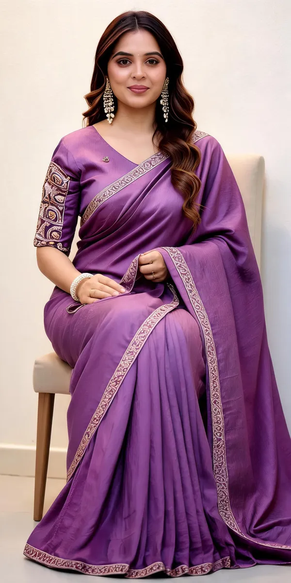Purple_Embellished_Border_Saree_For_Women