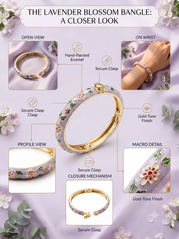 Gold-Tone_Floral_Enamel_Bracelet_for_Women