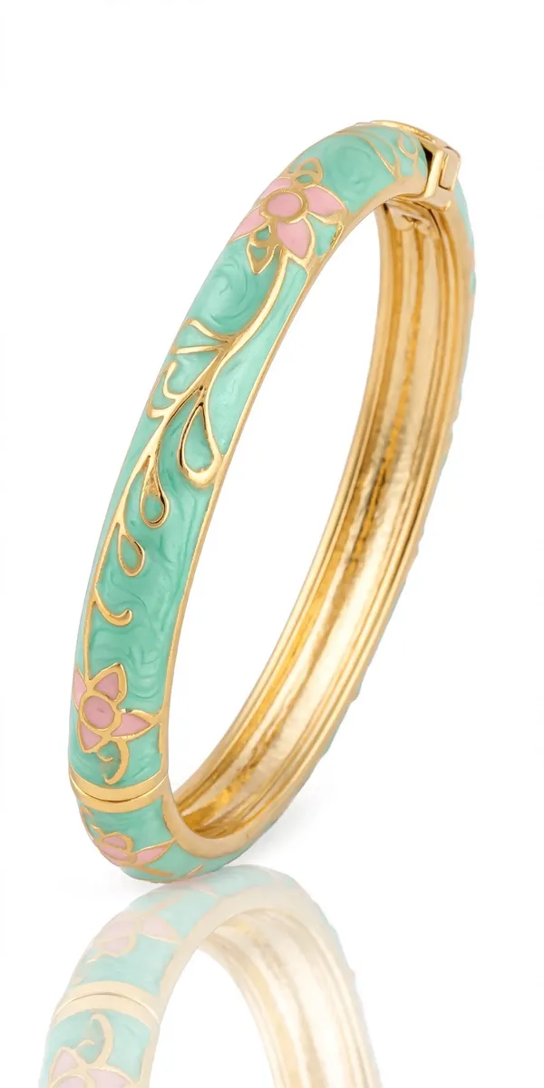 Mint_Green_Enamel_Floral_Bangle_for_Women