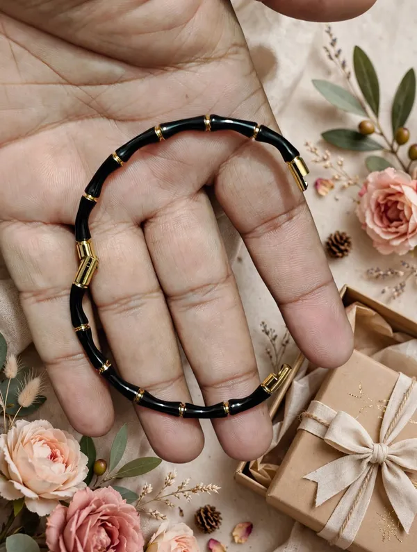 Black_Bamboo_Style_Adjustable_Bangle_for_Women