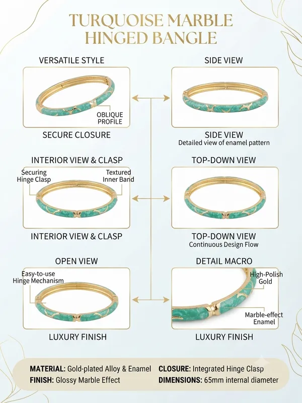 Turquoise_Gold_Tone_Textured_Bangle_for_Women