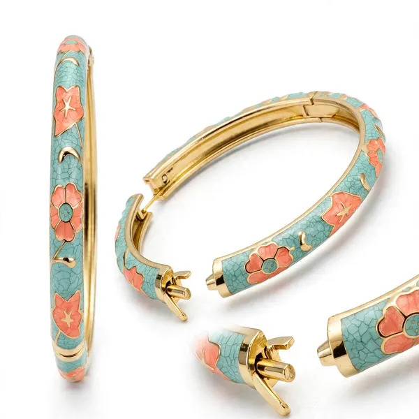 Turquoise_Floral_Enamel_Bangle_for_Women