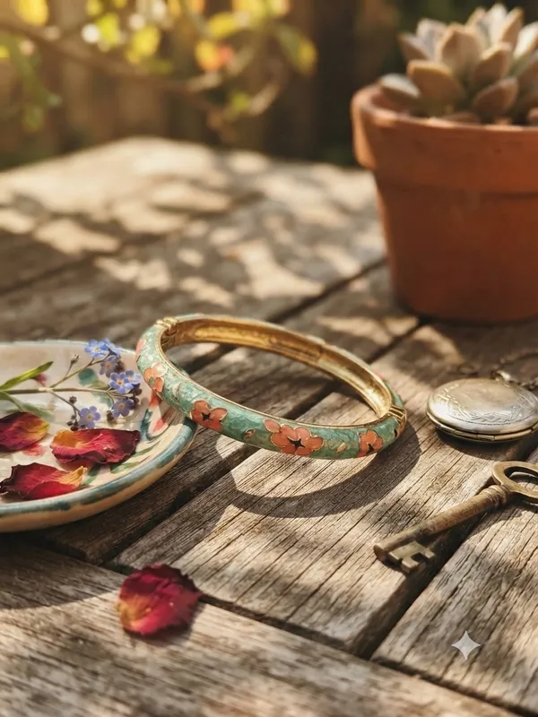 Turquoise_Floral_Enamel_Bangle_for_Women
