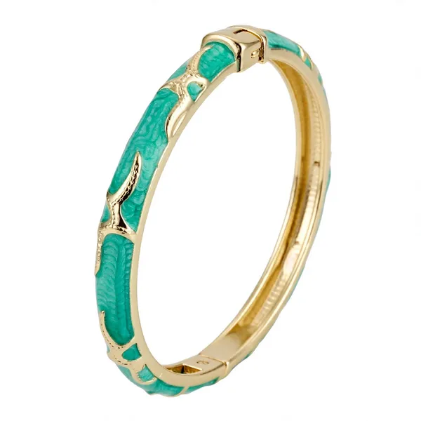 Turquoise_Gold_Tone_Textured_Bangle_for_Women