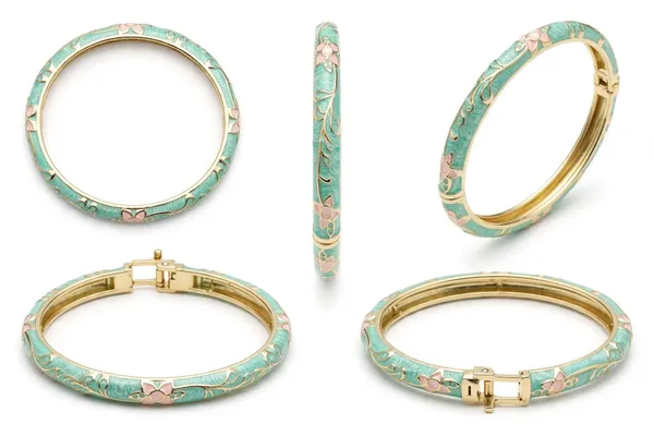 Mint_Green_Enamel_Floral_Bangle_for_Women