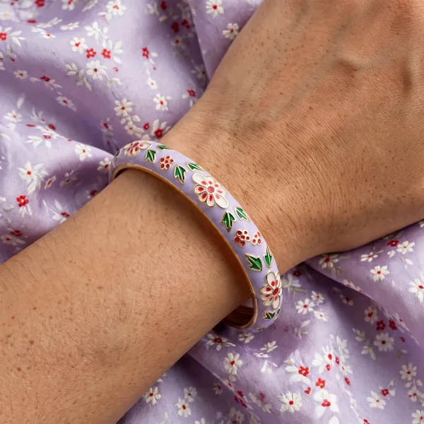 Gold-Tone_Floral_Enamel_Bracelet_for_Women