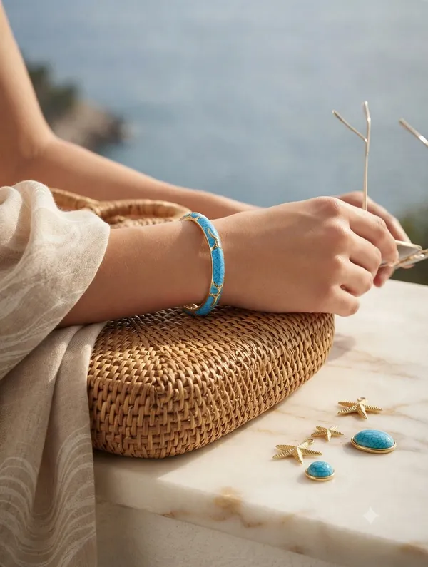 Blue_Gold-Tone_Star_Accent_Bangle_Bracelet_for_Women