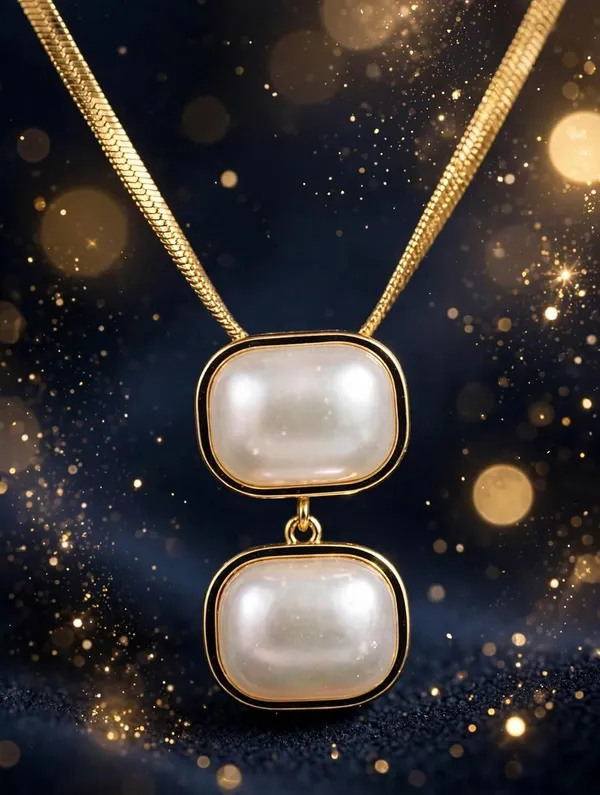 Double_Pearl_Pendant_Necklace_With_Herringbone_Chain