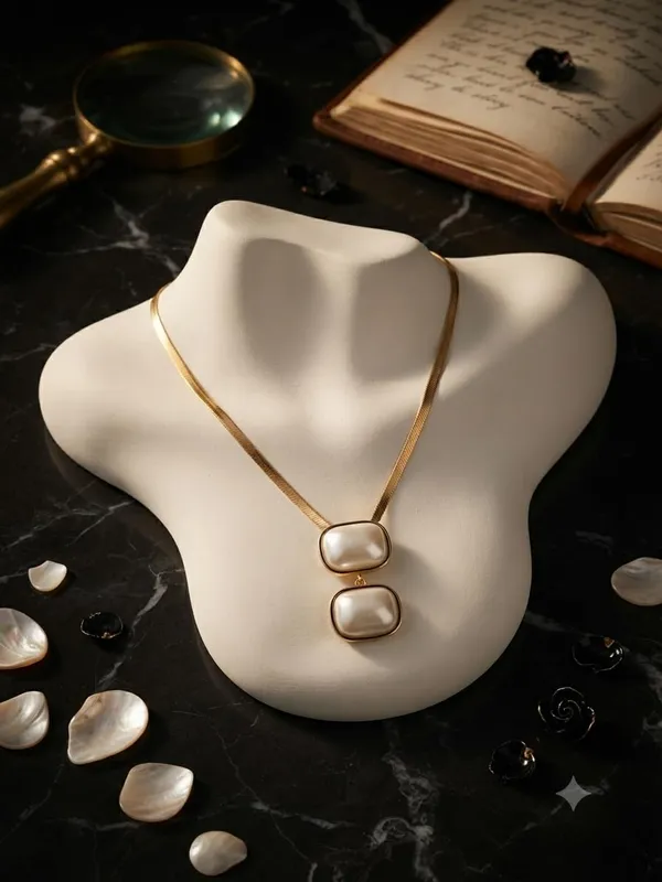 Double_Pearl_Pendant_Necklace_With_Herringbone_Chain