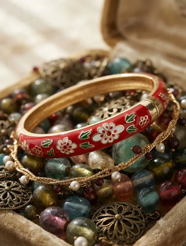 Red_Floral_Enamel_Bangle_for_Women