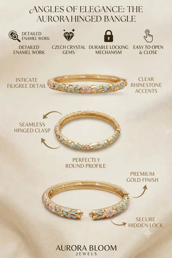 Gold_Finish_Floral_Enamel_Hinged_Bangle_for_Women