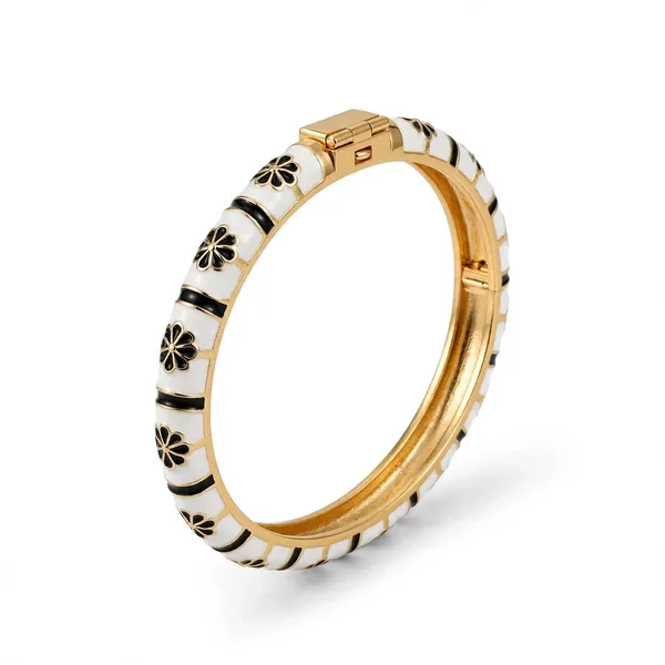 White_Enamel_Floral_Bangle_Bracelet_for_Women