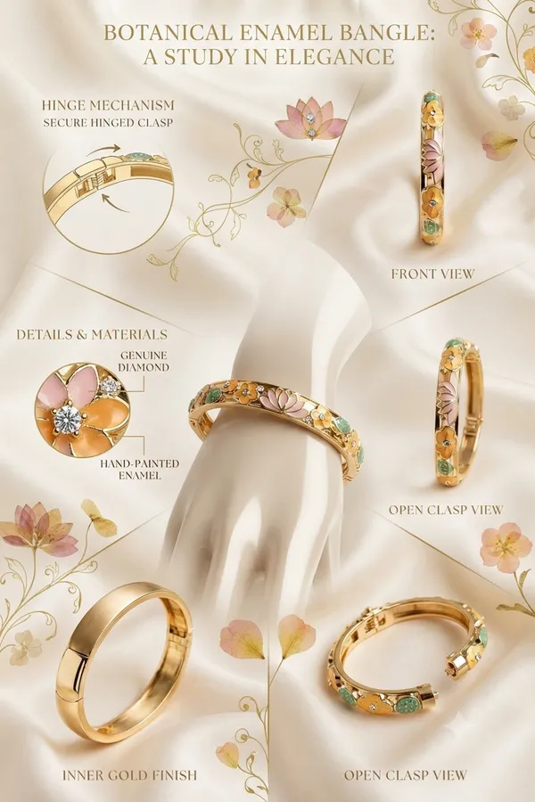 Gold_Floral_Enamel_Hinged_Bangle_for_Women