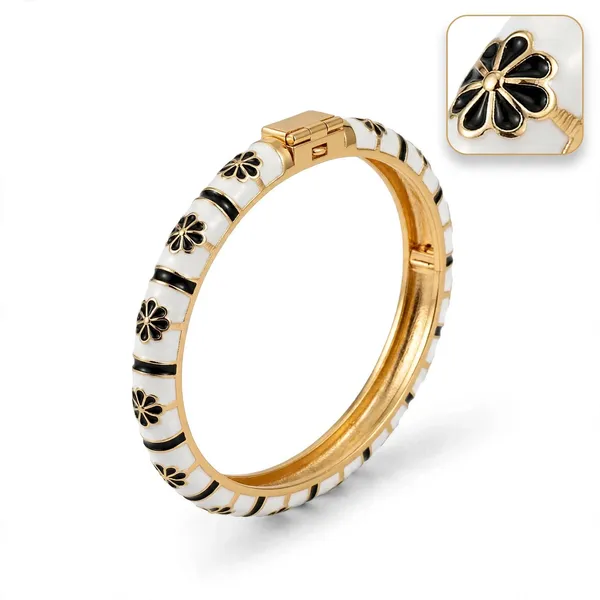 White_Enamel_Floral_Bangle_Bracelet_for_Women