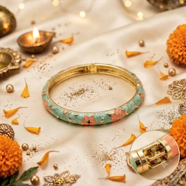 Turquoise_Floral_Enamel_Bangle_for_Women