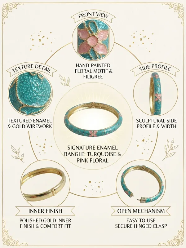 Turquoise_Enamel_Floral_Bangle_for_Women
