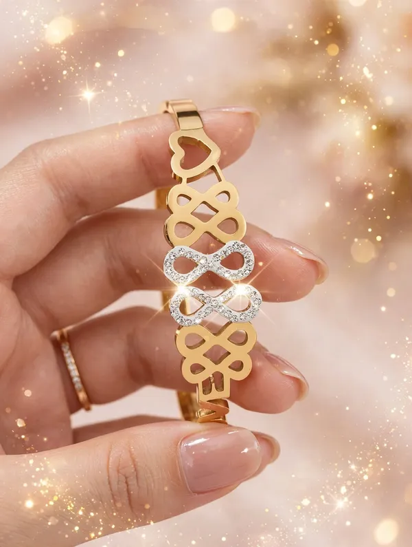 ISKA_Gold-Tone_Crystal_Link_Bracelet_for_Women