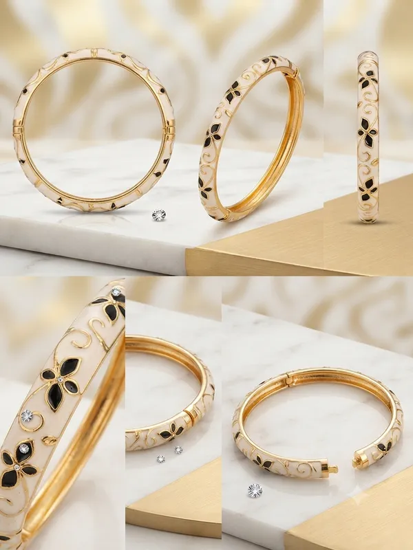 Gold-Tone_Enamel_Hinged_Bangle_for_Women