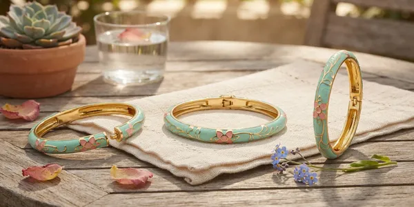 Mint_Green_Enamel_Floral_Bangle_for_Women