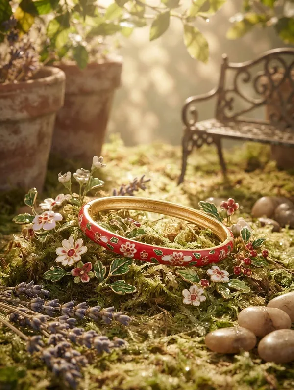 Red_Floral_Enamel_Bangle_for_Women