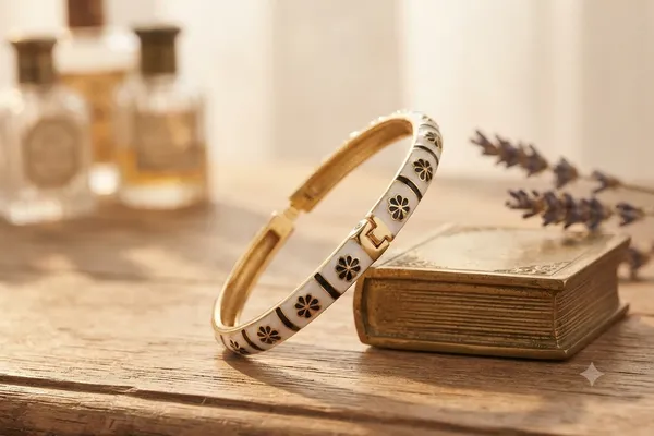 White_Enamel_Floral_Bangle_Bracelet_for_Women