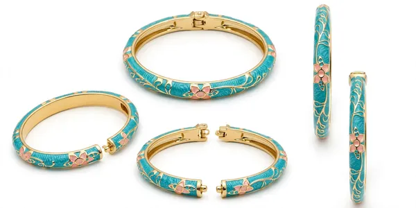 Turquoise_Enamel_Floral_Bangle_for_Women