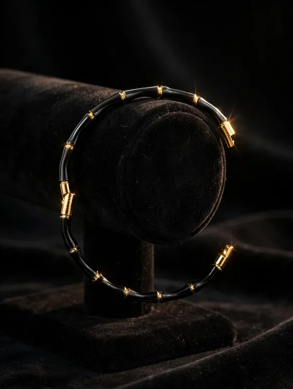 Black_Bamboo_Style_Adjustable_Bangle_for_Women