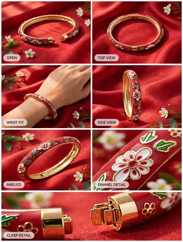 Red_Floral_Enamel_Bangle_for_Women