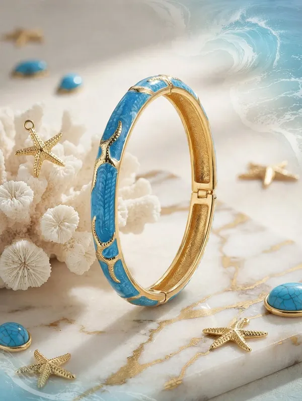 Blue_Gold-Tone_Star_Accent_Bangle_Bracelet_for_Women